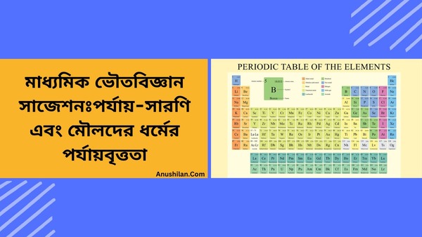 Periodic Table Question Answer WBBSE Class 10 
মাধ্যমিক ভৌতবিজ্ঞান পর্যায়সারণি এবং মৌলদের ধর্মের পর্যায়বৃত্ততা অধ্যায়ের প্রশ্ন-উত্তর দশম শ্রেণী 
